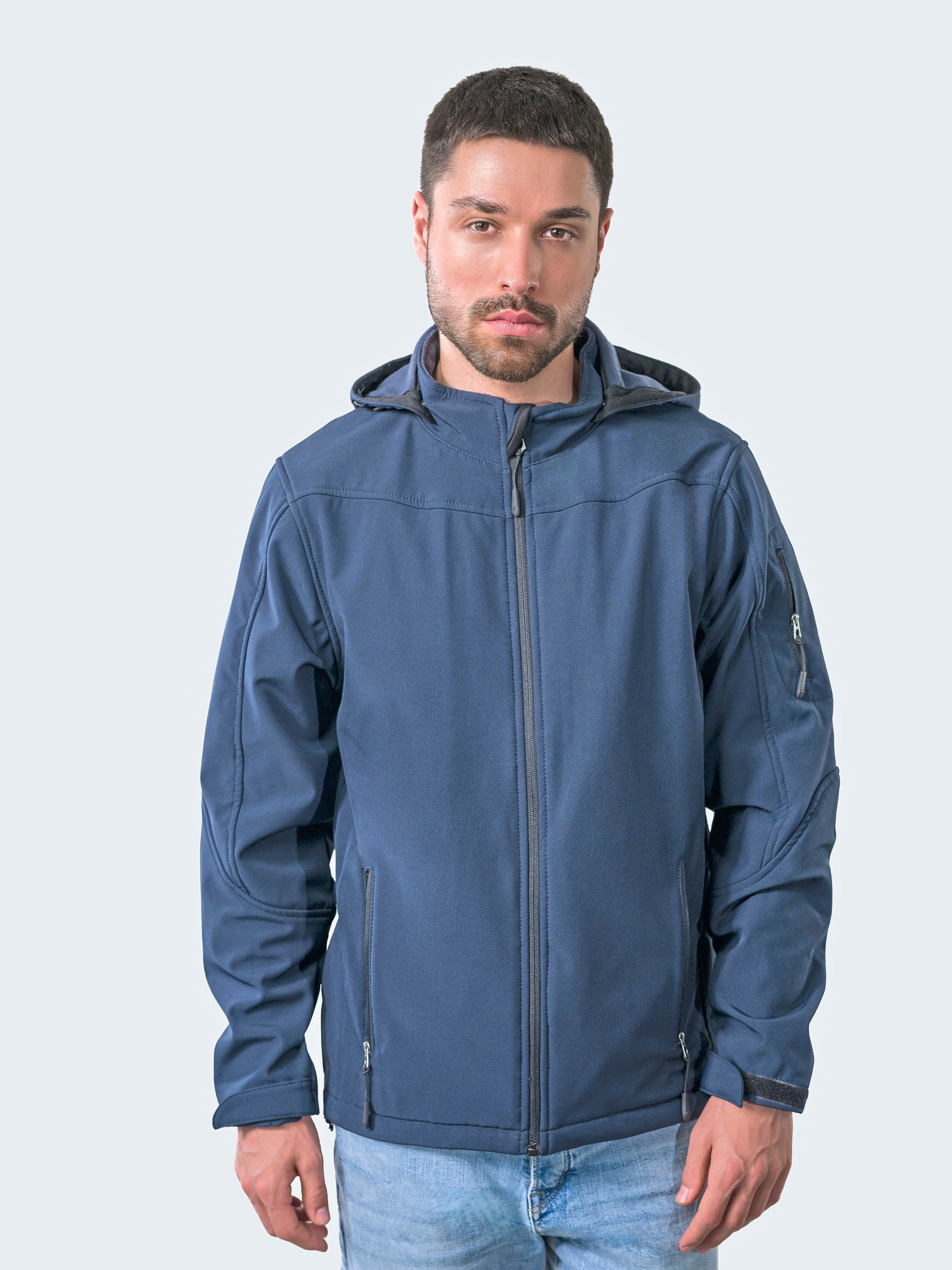 HRM Männer Softshelljacke mit Kapuze – Wasserabweisend