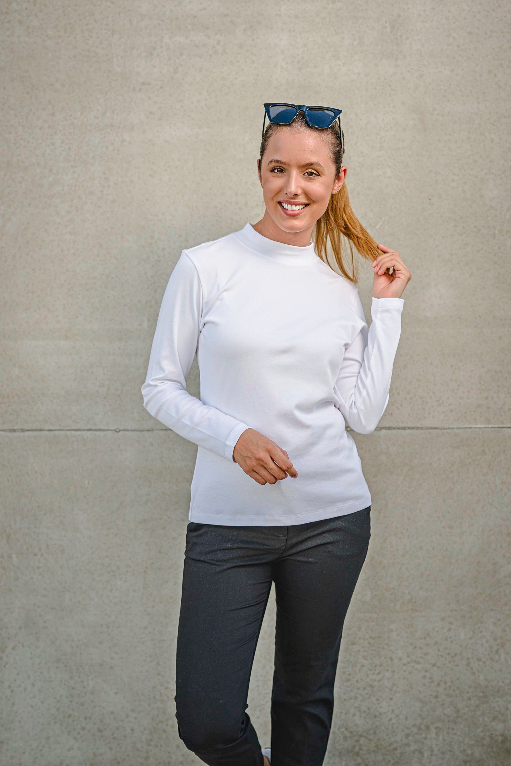 HRM Damen Premium Highneck Langarm-T-Shirt