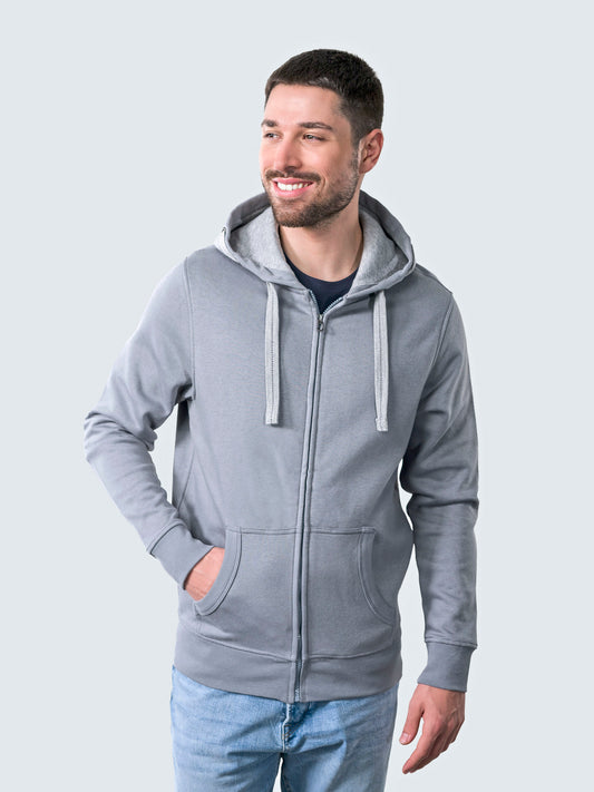 HRM Herren Organic Cotton Kapuzenjacke – Grau Melange
