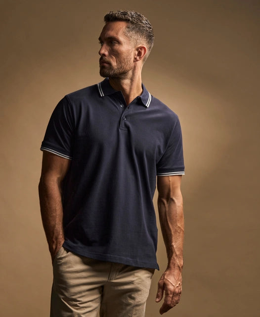 TEE JAYS Herren Luxus Streifen Stretch Polo