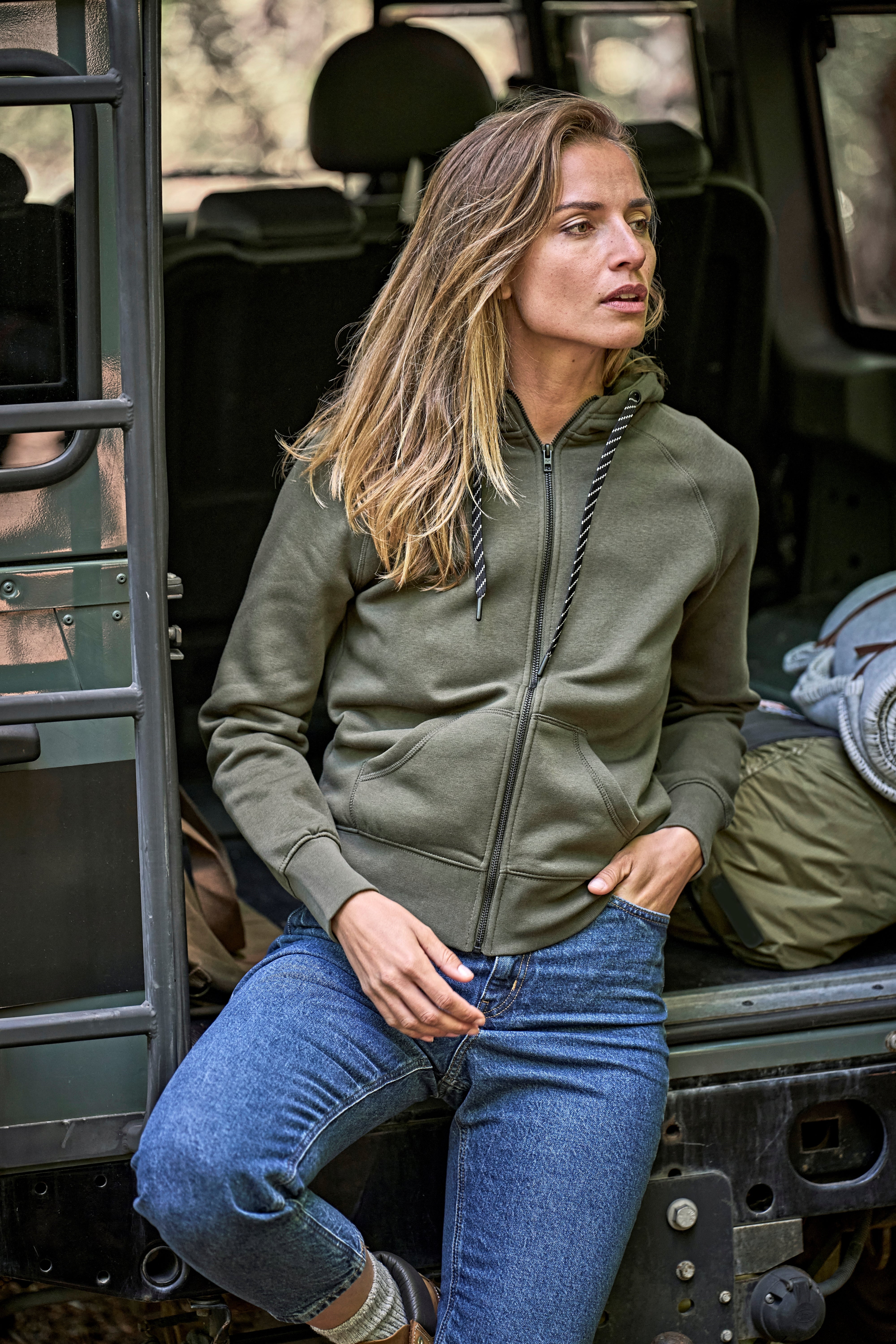 TEE JAYS Damen Full Zip Hoodie – Bio-Baumwollmischung
