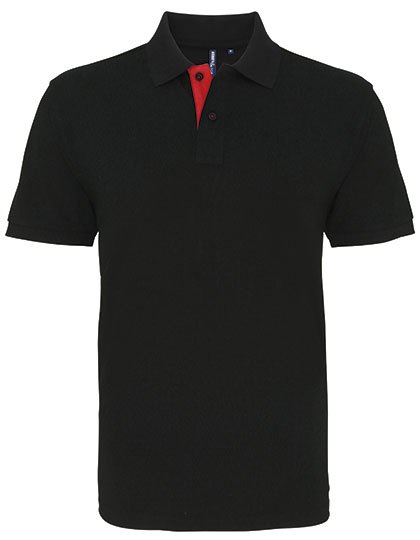Asquith & Fox Men's Classic Fit Contrast Polo – Black / Red