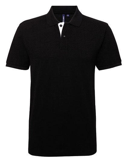 Asquith & Fox Men's Classic Fit Contrast Polo – Black / White