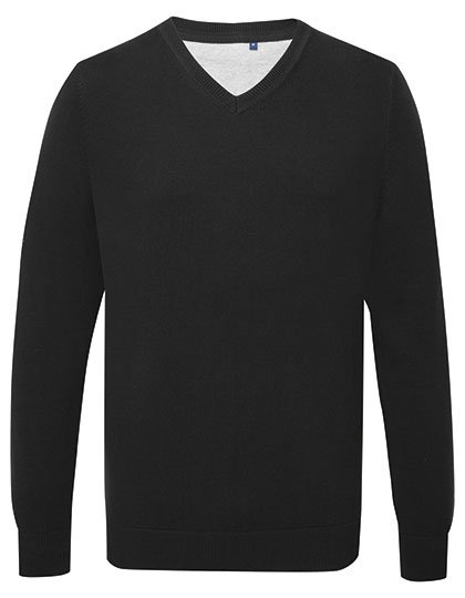 Asquith & Fox Men's Cotton Blend V Neck Sweater – Black