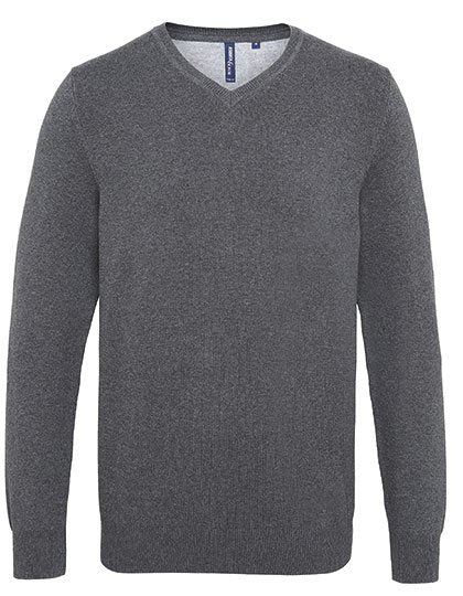 Asquith & Fox Men's Cotton Blend V Neck Sweater – Charcoal