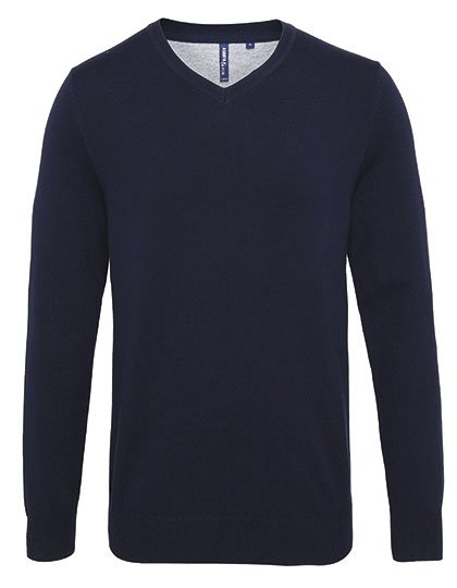 Asquith & Fox Men's Cotton Blend V Neck Sweater – French Navy