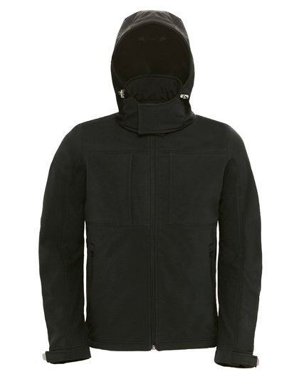 B&C COLLECTION Men's Hooded Softshell – Black