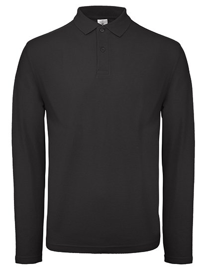 B&C BE INSPIRED Men's Long Sleeve Polo ID.001 – Black