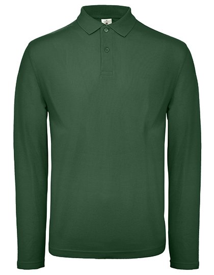 B&C BE INSPIRED Men's Long Sleeve Polo ID.001 – Bottle Green