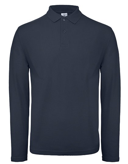 B&C BE INSPIRED Men's Long Sleeve Polo ID.001 – Navy