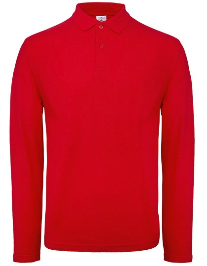 B&C BE INSPIRED Men's Long Sleeve Polo ID.001 – Red