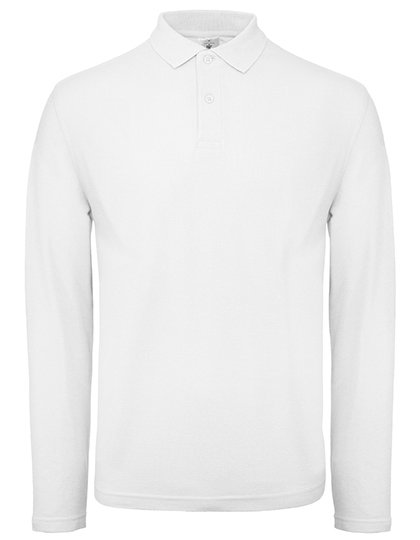 B&C BE INSPIRED Men's Long Sleeve Polo ID.001 – White