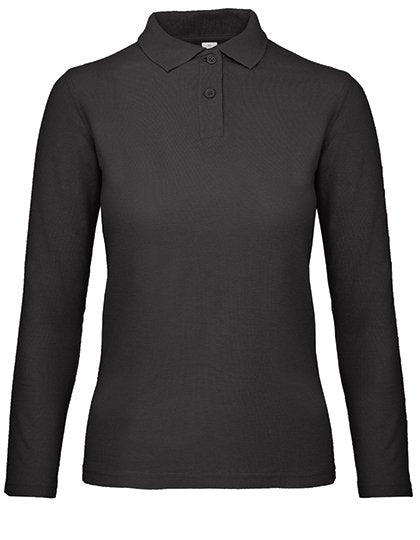B&C BE INSPIRED Women's Long Sleeve Polo ID.001 – Black