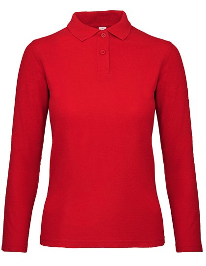 B&C BE INSPIRED Women's Long Sleeve Polo ID.001 – Red