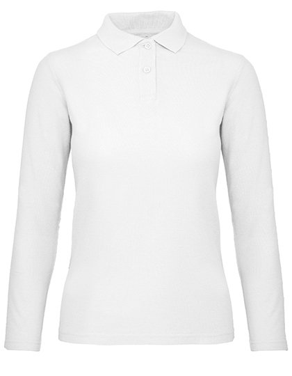 B&C BE INSPIRED Women's Long Sleeve Polo ID.001 – White
