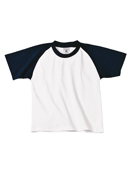B&C BE INSPIRED Kids' T-Shirt Base-Ball – White / Navy