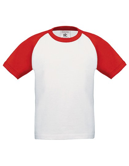 B&C BE INSPIRED Kids' T-Shirt Base-Ball – White / Red