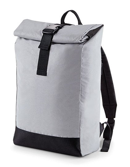 BagBase Reflective Roll-Top Backpack – Silver Reflective