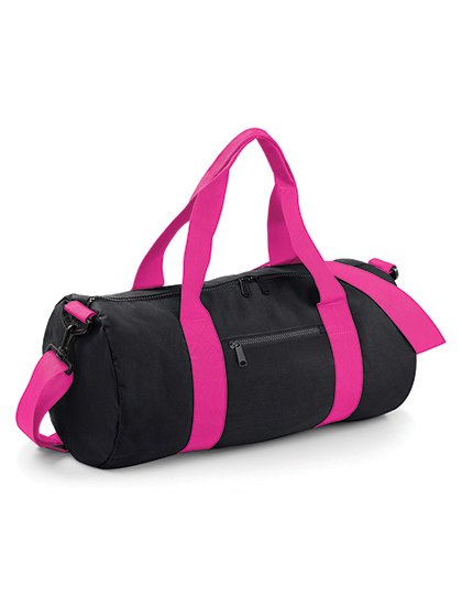 BagBase Original Barrel Bag – Black / Fuchsia