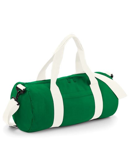 BagBase Original Barrel Bag – Kelly Green / Off White
