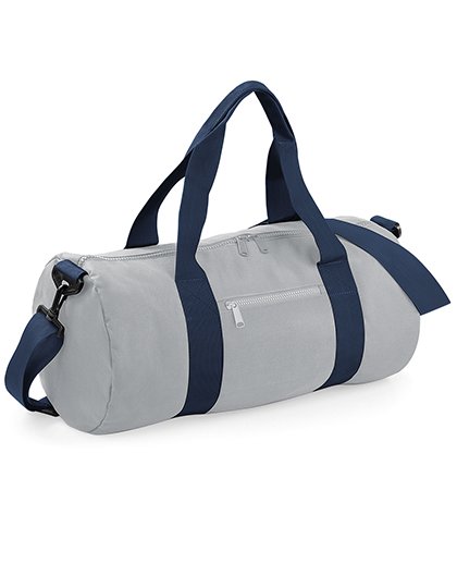 BagBase Original Barrel Bag – Light Grey / French Navy