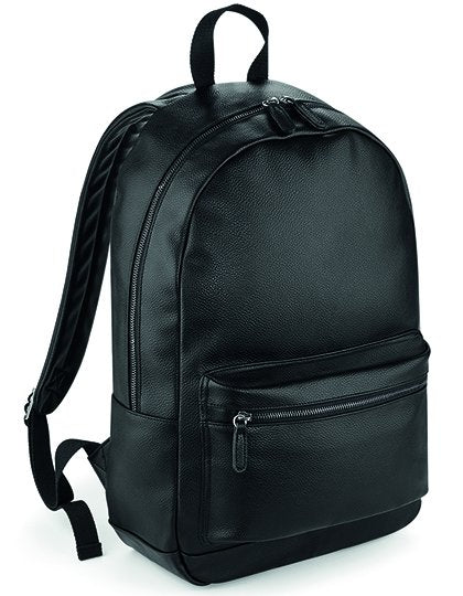 BagBase Faux Leather Fashion Backpack – Black