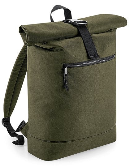 BagBase Recycled Roll-Top Backpack – Military Green