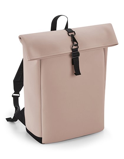 BagBase Matte PU Roll-Top Backpack – Nude Pink
