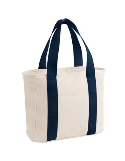 BagBase Edit canvas tote – Natural / Navy