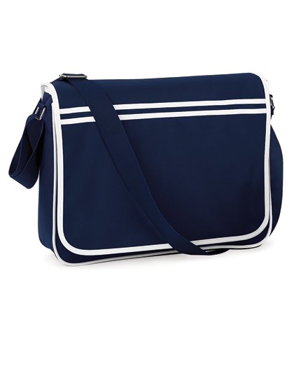 BagBase Retro Messenger – French Navy / White