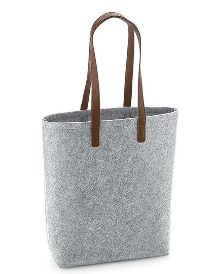 BagBase Premium Felt Bag – Grey Melange / Tan