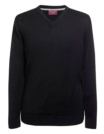 Brook Taverner Men's V-Neck Jumper Boston – Black