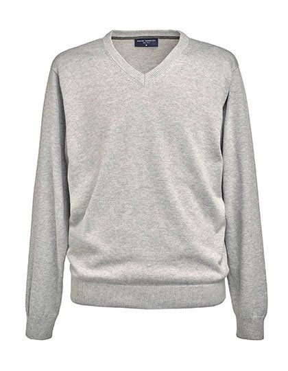 Brook Taverner Men's V-Neck Jumper Boston – Silver