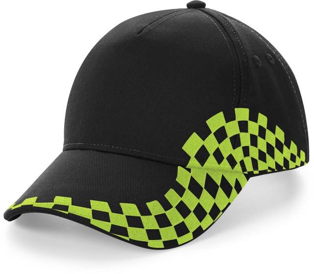Beechfield Grand Prix Cap – Black / Lime Green