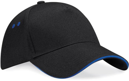 Beechfield Ultimate 5 Panel Cap - Sandwich Peak – Black / Bright Royal