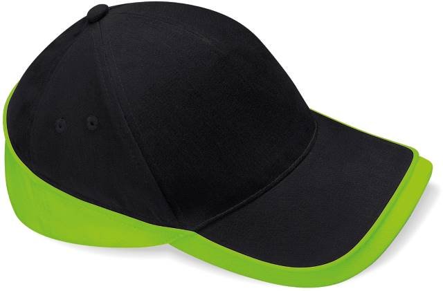 Beechfield Teamwear Competition Cap – Black / Lime Green