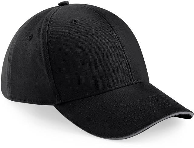 Beechfield Athleisure 6 Panel Cap – Black / Graphite Grey