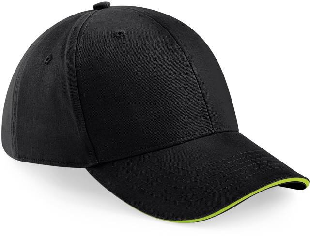 Beechfield Athleisure 6 Panel Cap – Black / Lime Green