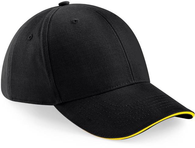 Beechfield Athleisure 6 Panel Cap – Black / Yellow