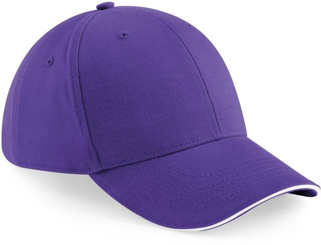 Beechfield Athleisure 6 Panel Cap – Purple / White