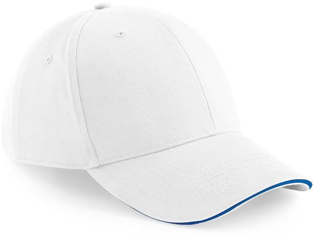 Beechfield Athleisure 6 Panel Cap – White / Bright Royal