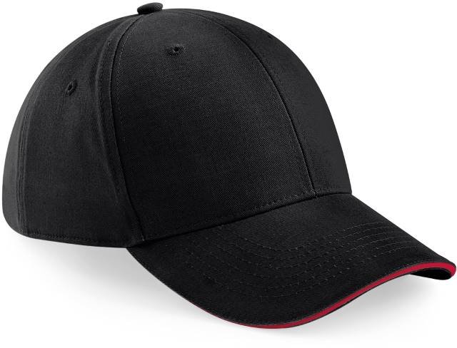 Beechfield Athleisure 6 Panel Cap – Black / Classic Red