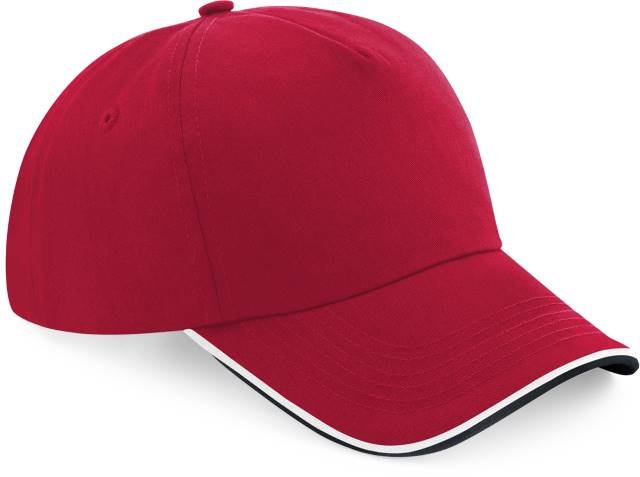 Beechfield Authentic 5 Panel Cap - Piped Peak – Classic Red / Black