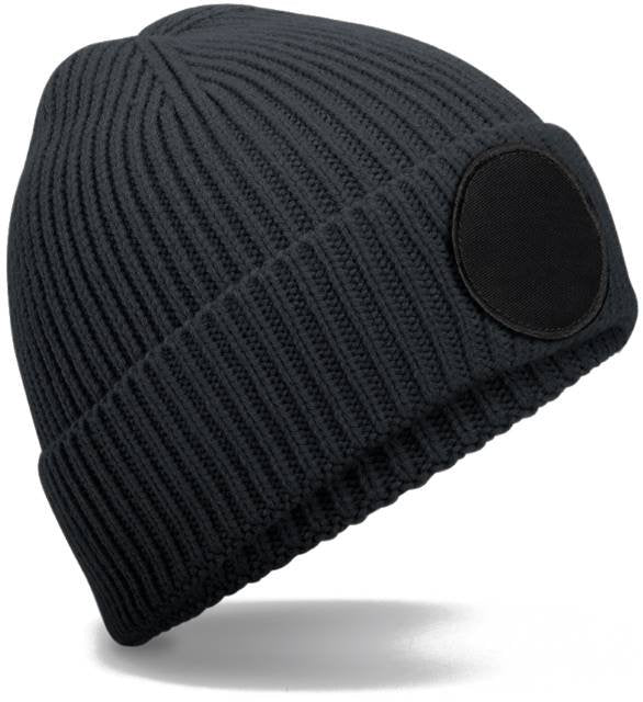 Beechfield Circular Fashion Patch Beanie – Graphite Grey / Black