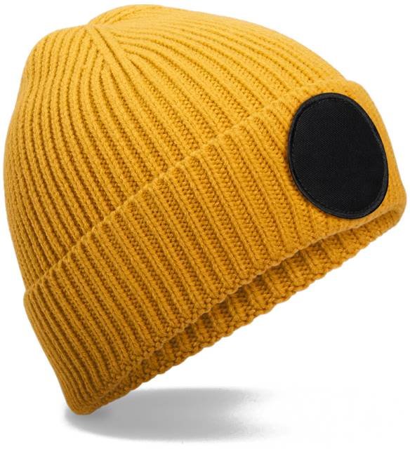 Beechfield Circular Fashion Patch Beanie – Mustard / Black