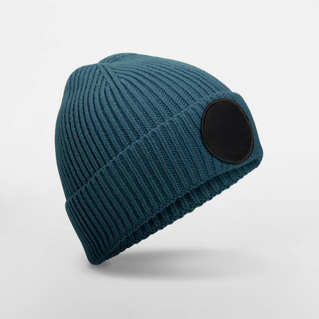 Beechfield Circular Fashion Patch Beanie – Airforce Blue / Black