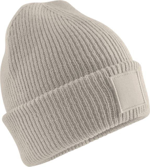 Beechfield Kids Deep Cuffed Tonal Patch Beanie – Natural Stone