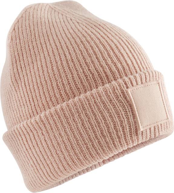 Beechfield Kids Deep Cuffed Tonal Patch Beanie – Peach