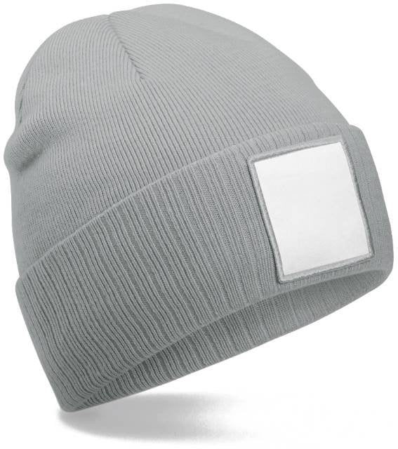 Beechfield Appliqué Patch Beanie – Ash / White