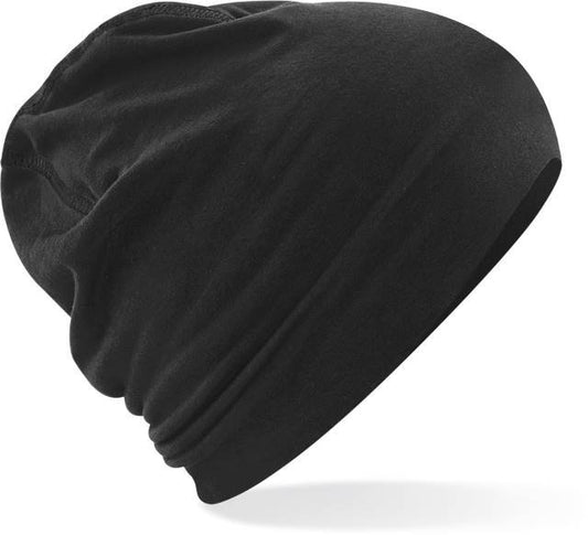 Beechfield Hemsedal Cotton Beanie – Black / Black